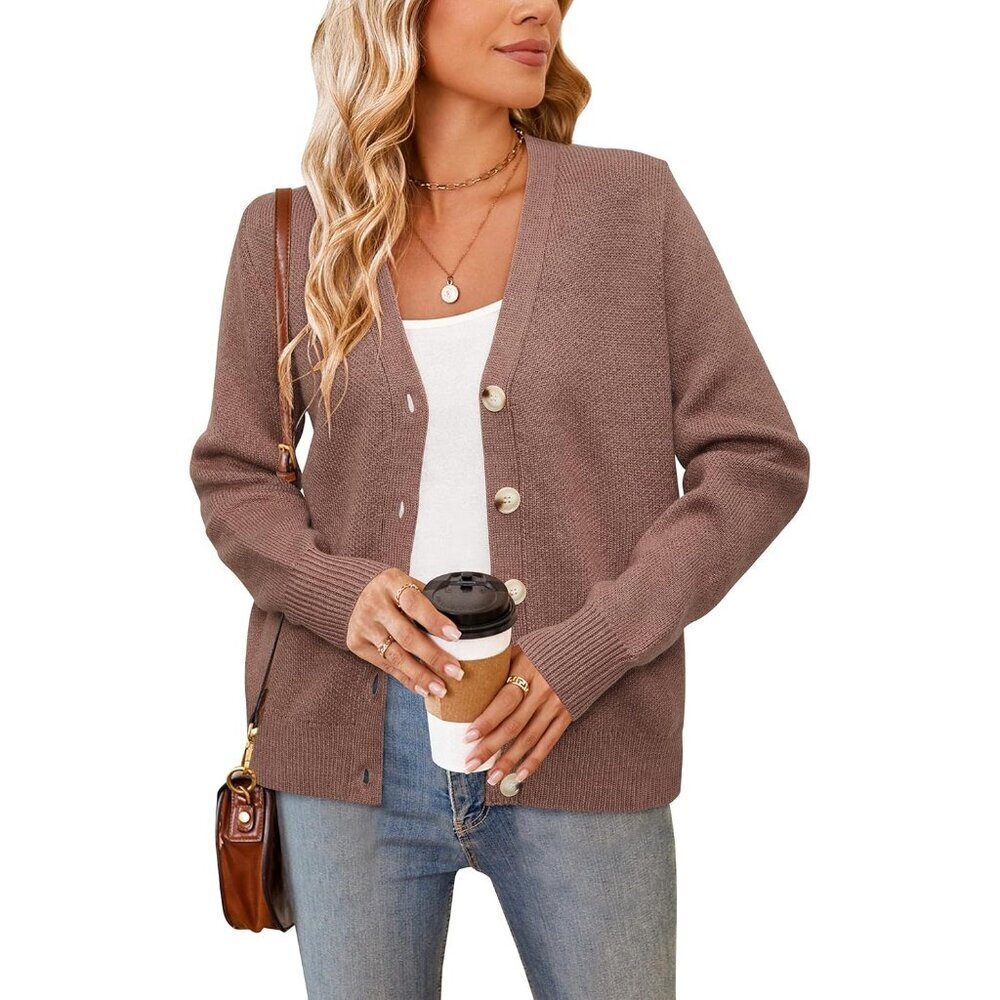 Women's Wool Blend Cardigan Sweater Button Down Long Sleeve Casual Warmth